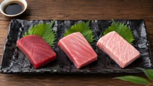 鮮度のよいまぐろとドリップが出たまぐろの比較